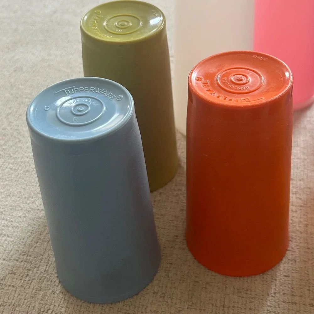 Vintage Tupperware Tumblers Mixed Lot 10 Rainbow Colors Plastic Cups Retro USA